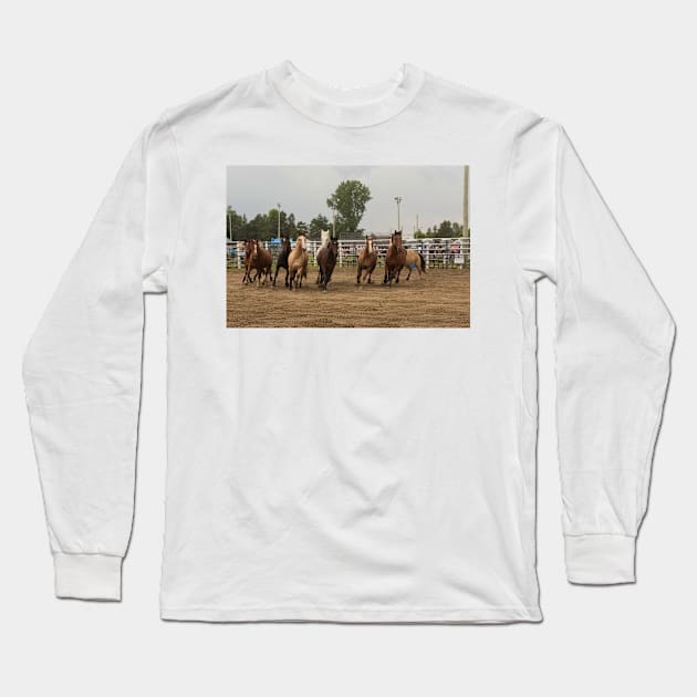 Horses at a trot Long Sleeve T-Shirt by josefpittner